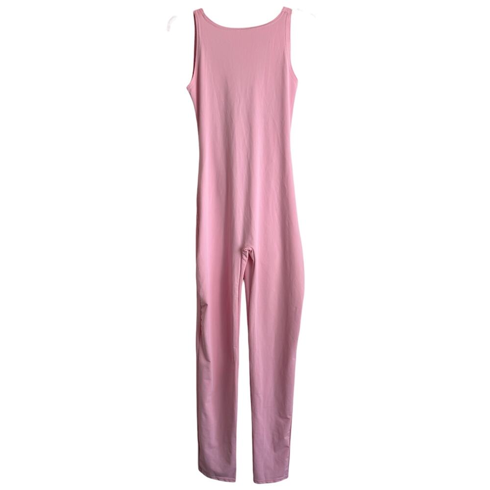 PRETTYLITTLETHING Baby Pink Sleeveless Activewear Ruched Butt Jumpsuit Size 10